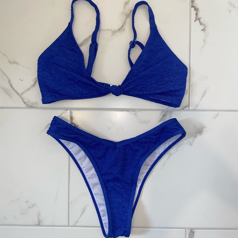 Boohoo Blue High Leg Bikini